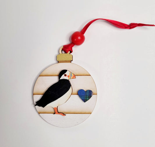 Wooden Puffin Ornament