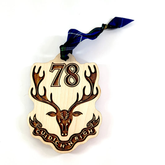 78th Stags Head Wooden Ornament